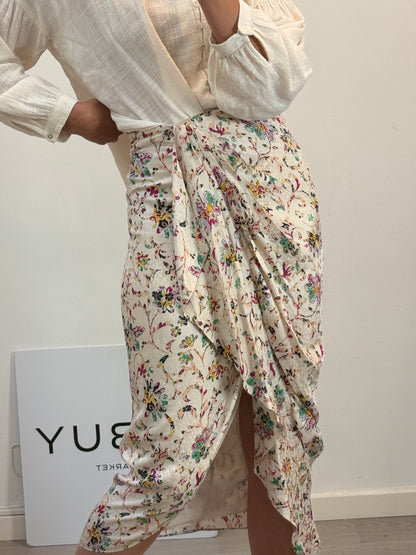 ISABEL MARANT ÉTOILE. Falda larga estampada fruncido