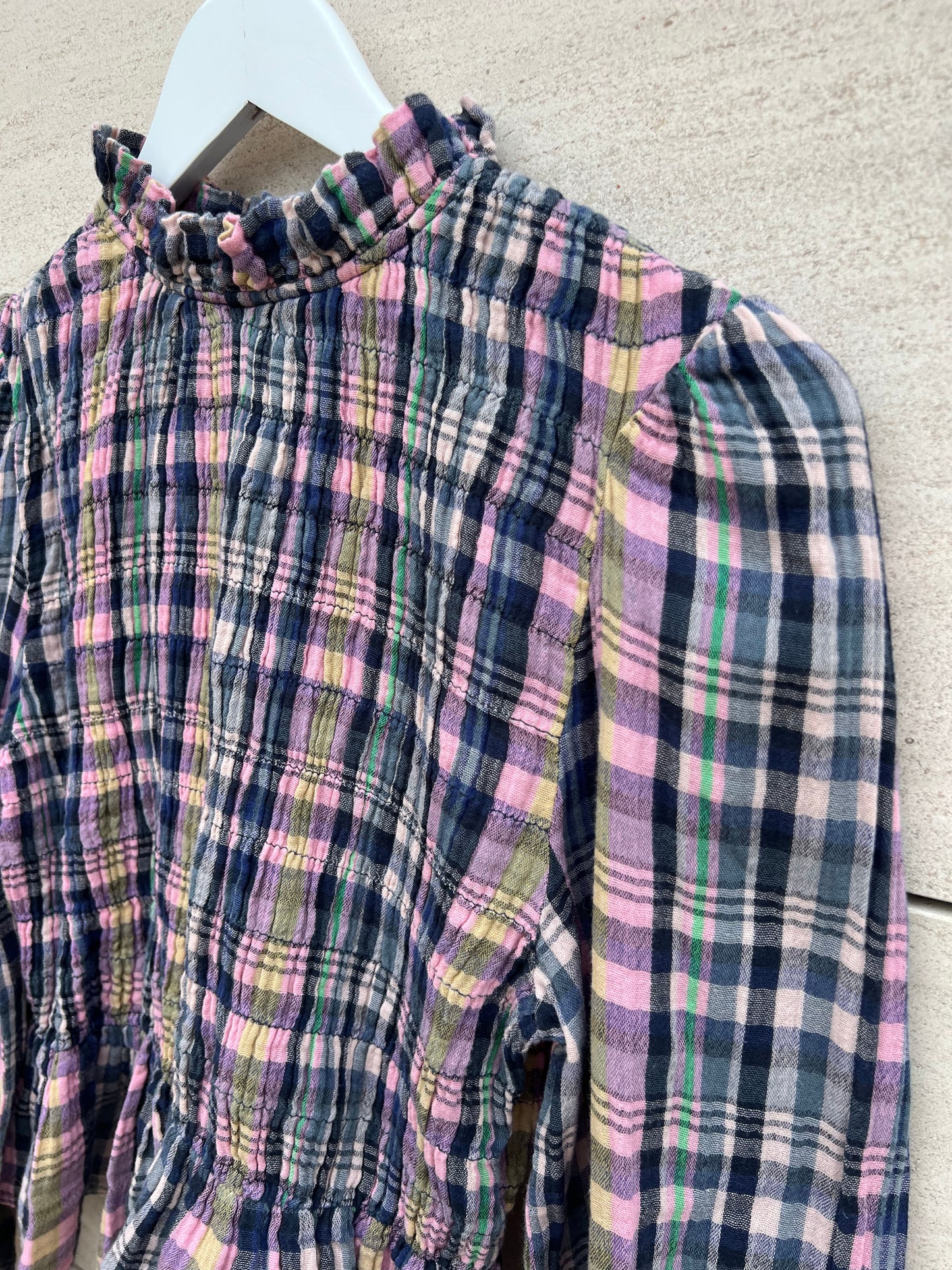 THE NEW SOCIETY. Checkered Honeycomb Blouse Ts