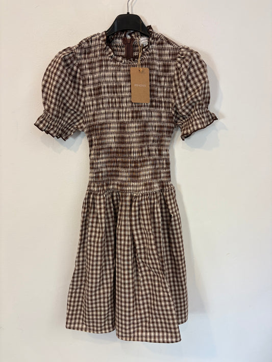 Vestido cuadros nido de abeja