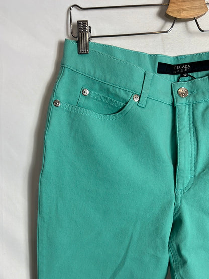 ESCADA SPORT. Straight-leg stretch trousers in turquoise blue. Size 40
