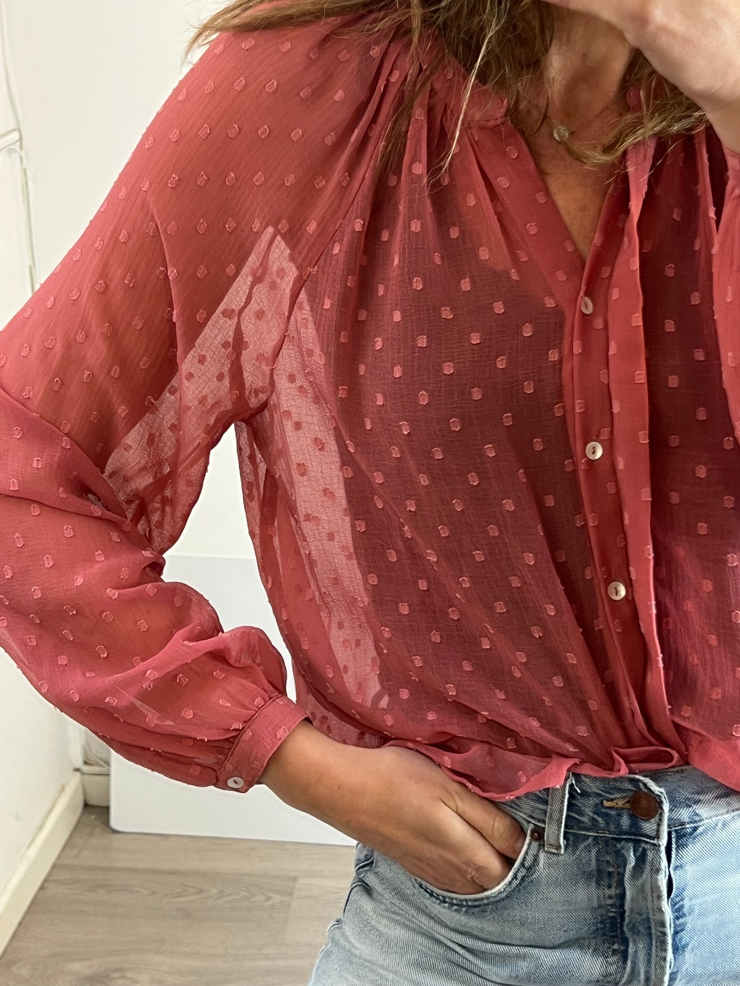 TINTORETTO. Blusa rosa textura. T M