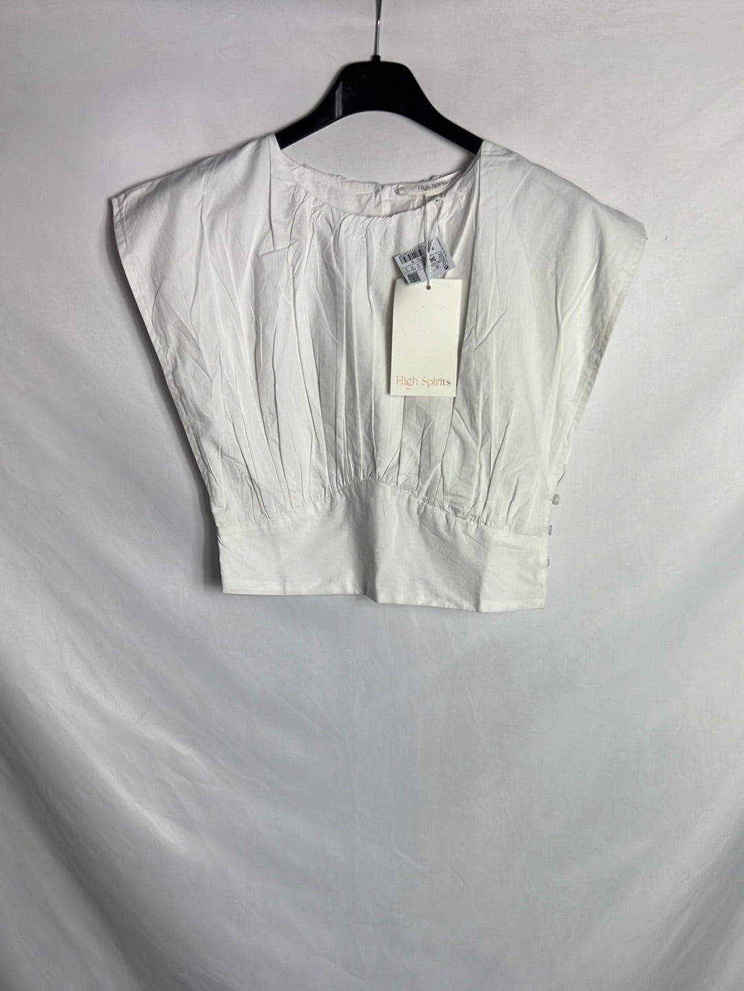 HIGH SPIRITS. Top blanco  fruncido T.36