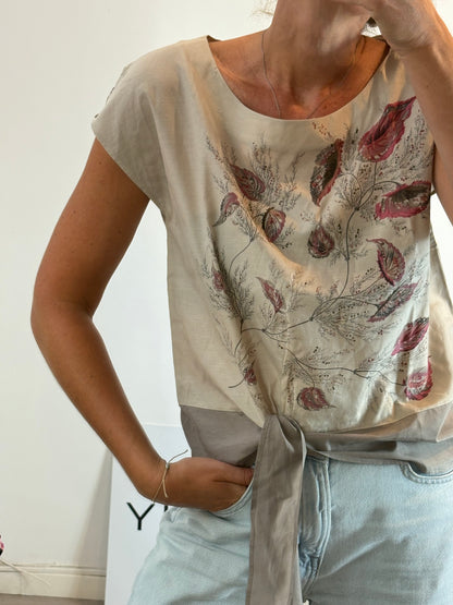 COMPTOIR DES COTONNIERS. Top con seda estampado flores T.40