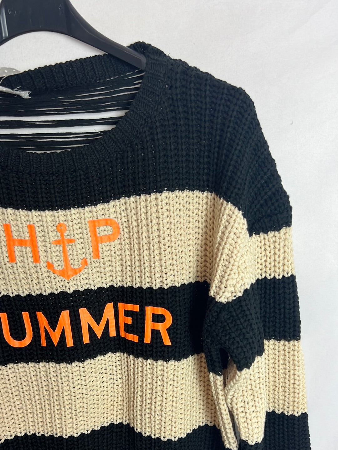 THE HIP TEE. Jersey rayas detalles. T S/M