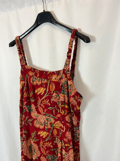 MANGALAM. Burgundy floral midi dress Ts/m