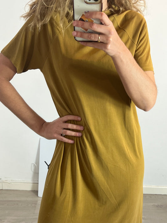 MANGO. Mustard midi dress Tm