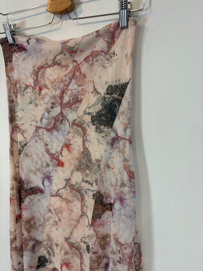 OTRAS. Vestido midi palabra de honor estampado. T S