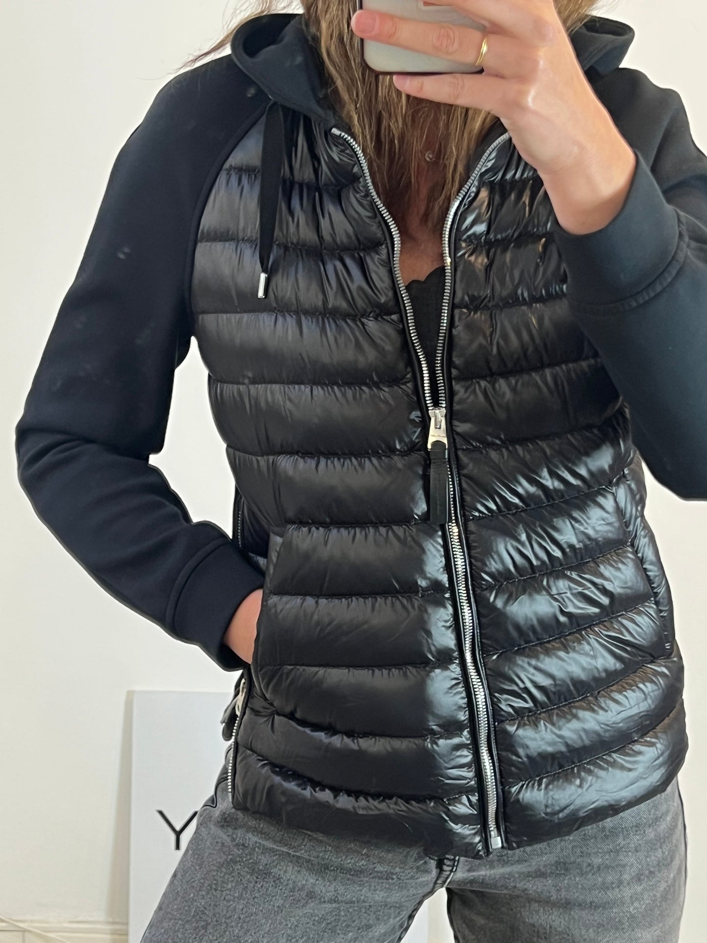 MACKAGE. Black double-textured quilted jacket. XS/S