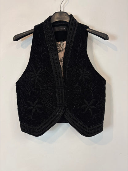ZARA. Chaleco negro terciopelo cuentas