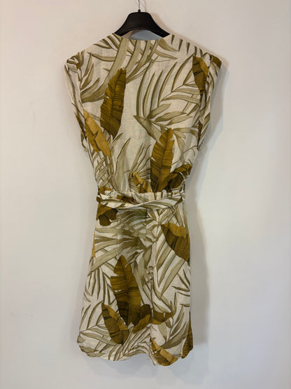 MASSIMO DUTTI. Leaf linen dress. Size 36