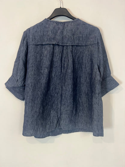MASSCOB. Blusa azul lino T.s