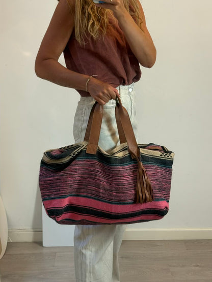 LALLA Marrakech. Bolsa de viaje tela asas en piel
