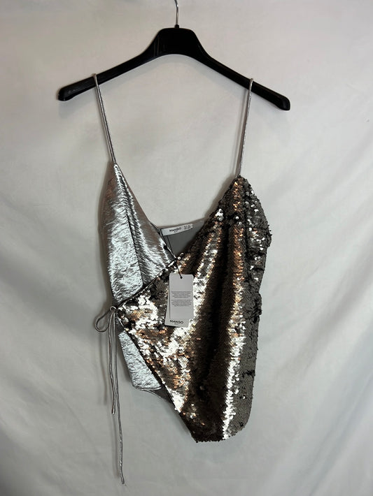 MANGO. Top cruzado doble textura T XS