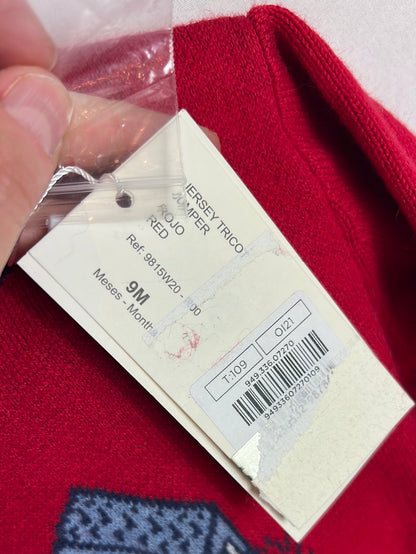 TUTTO LICCOLO. Red patterned sweater S. 9 months