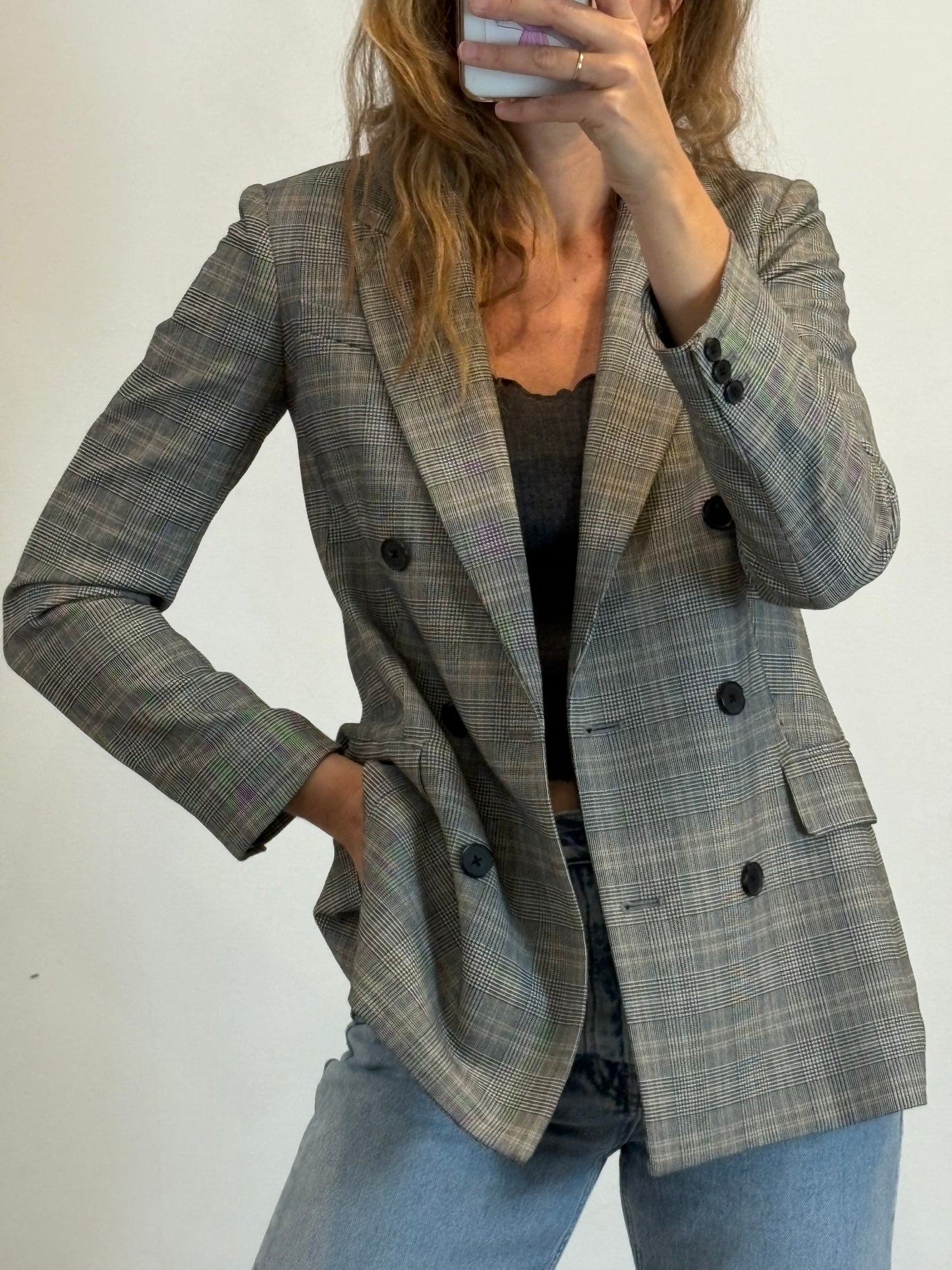 BABATON. Blazer cuadros tonos grises