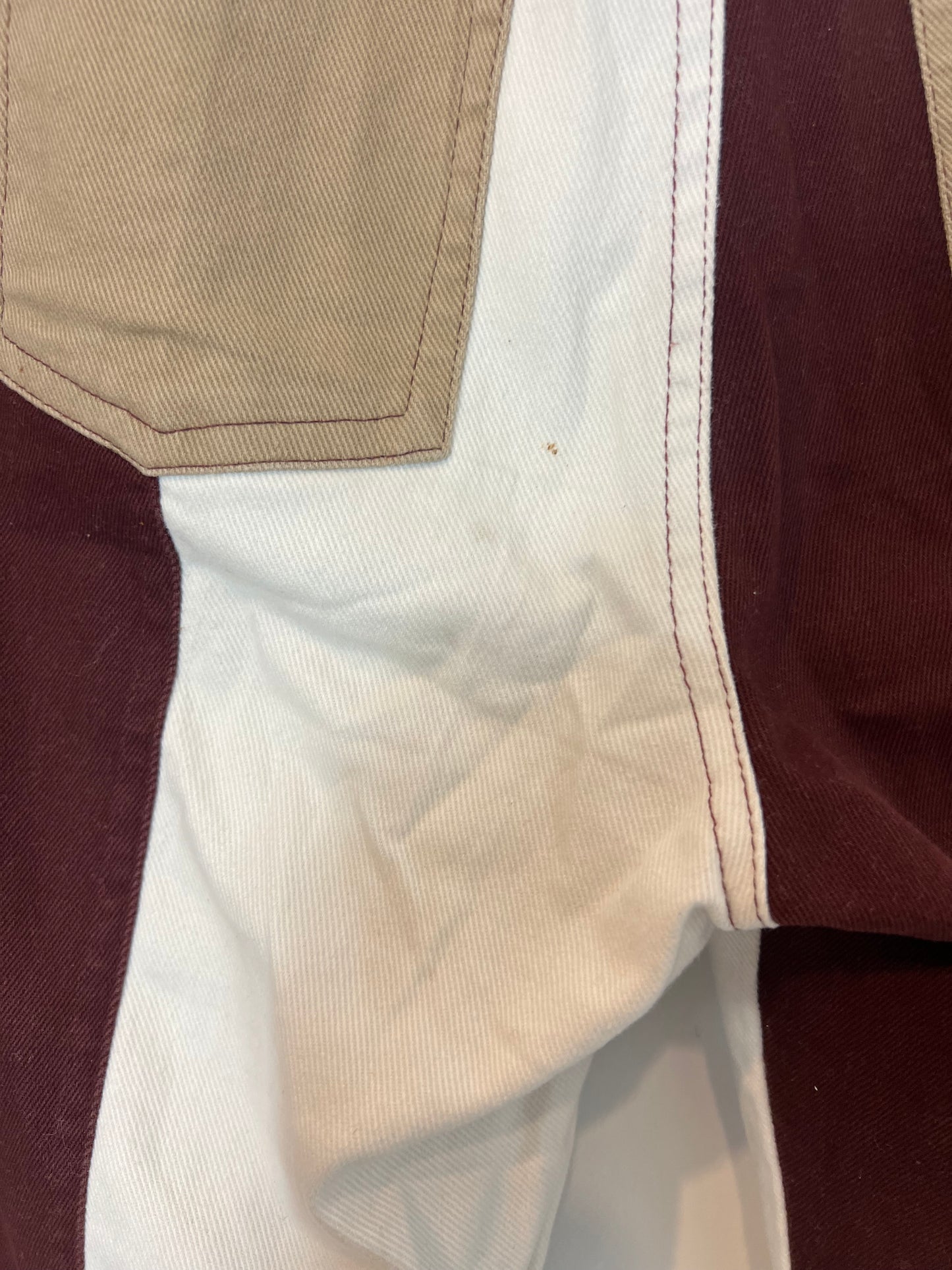 OTRAS. Pantalón denim bicolor campana T.s