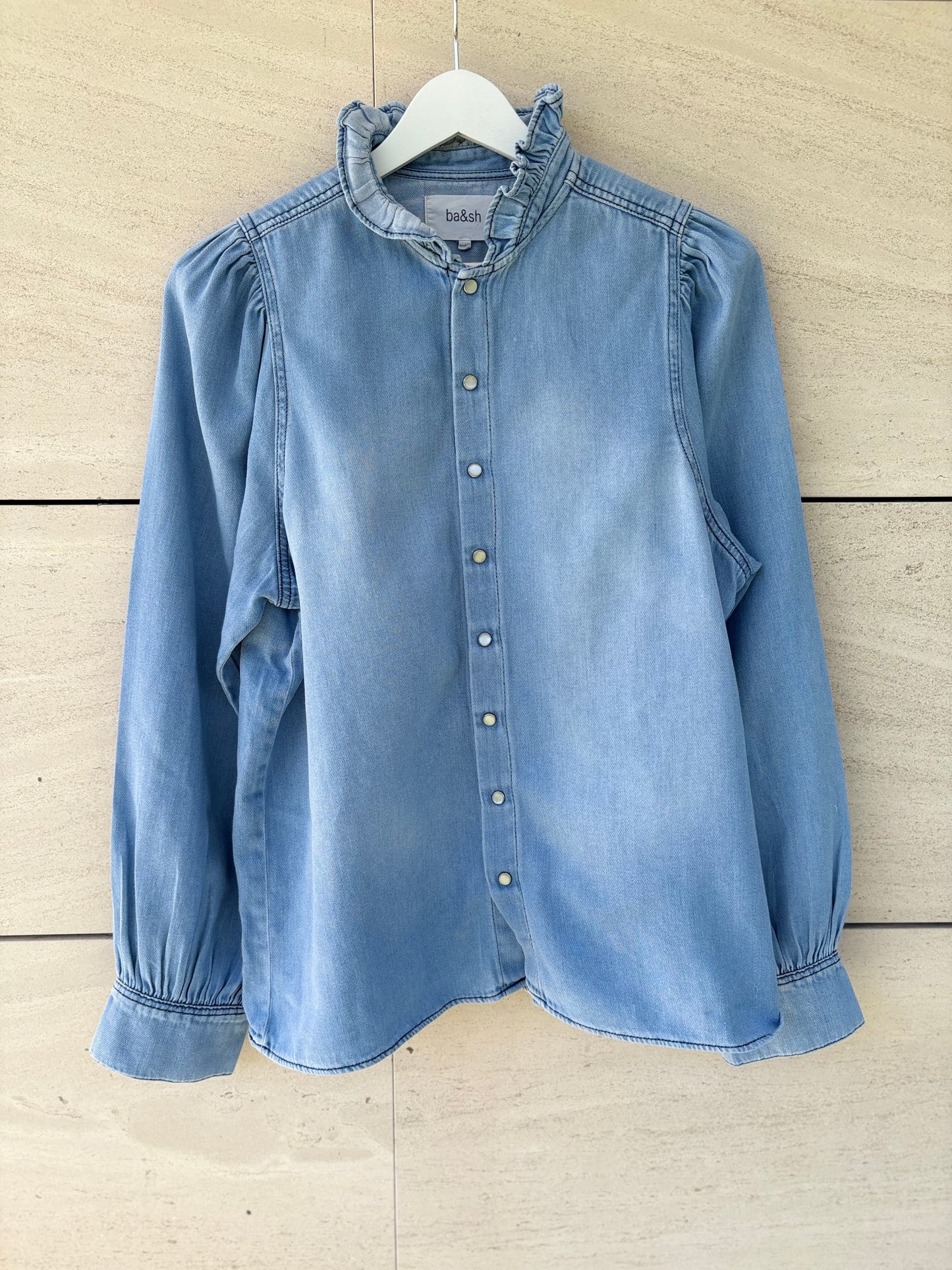 BA&SH. Camisa denim cuello volante
