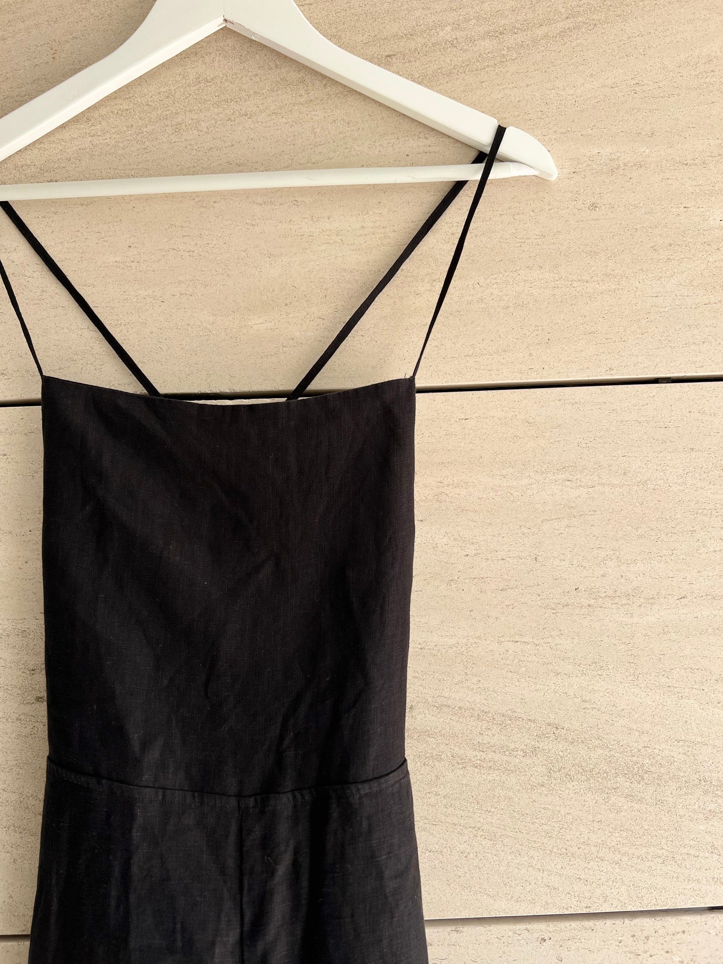 ZARA. vestido lino negro  T.s