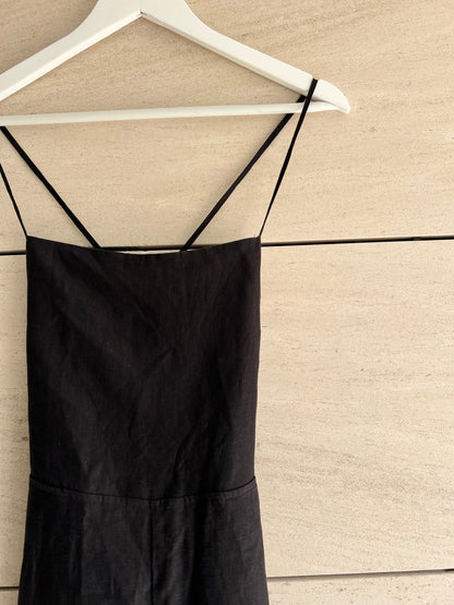 ZARA. vestido lino negro  T.s