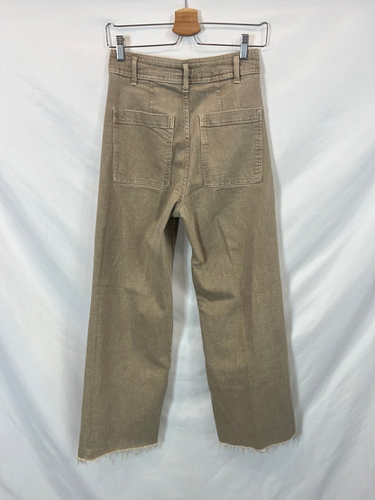 ZARA. Pantalón culotte beige tostadoT.36