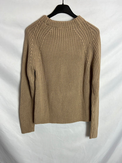 ZARA. Jersey punto camel. T L (S)