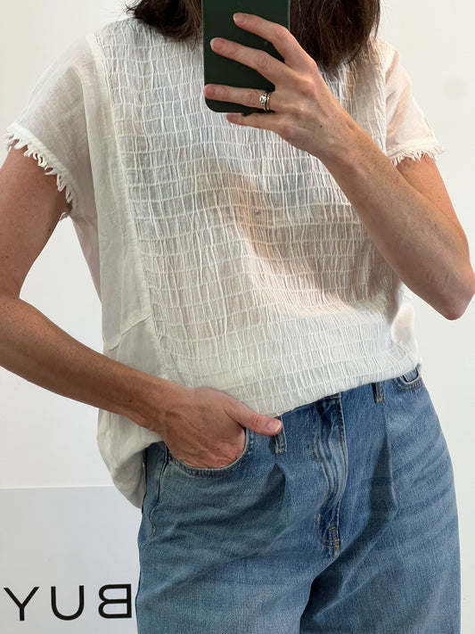 BIMBA Y LOLA. Top blanco fruncido  T.s