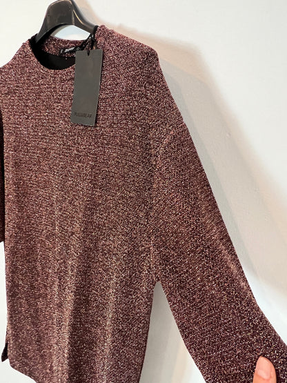 PULL&BEAR. Camiseta textura purpurina. T S