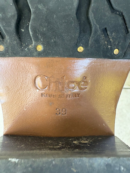 CHLOÉ. Botines piel costuras. T 39