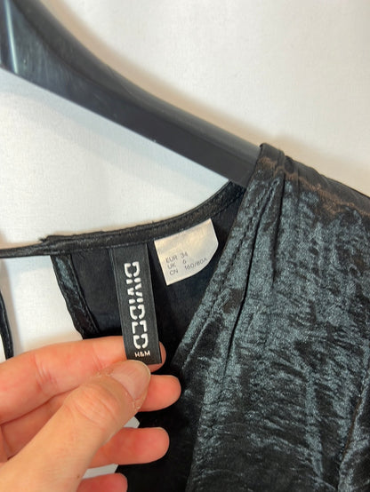 H&amp;M. Black satin midi dress size 34