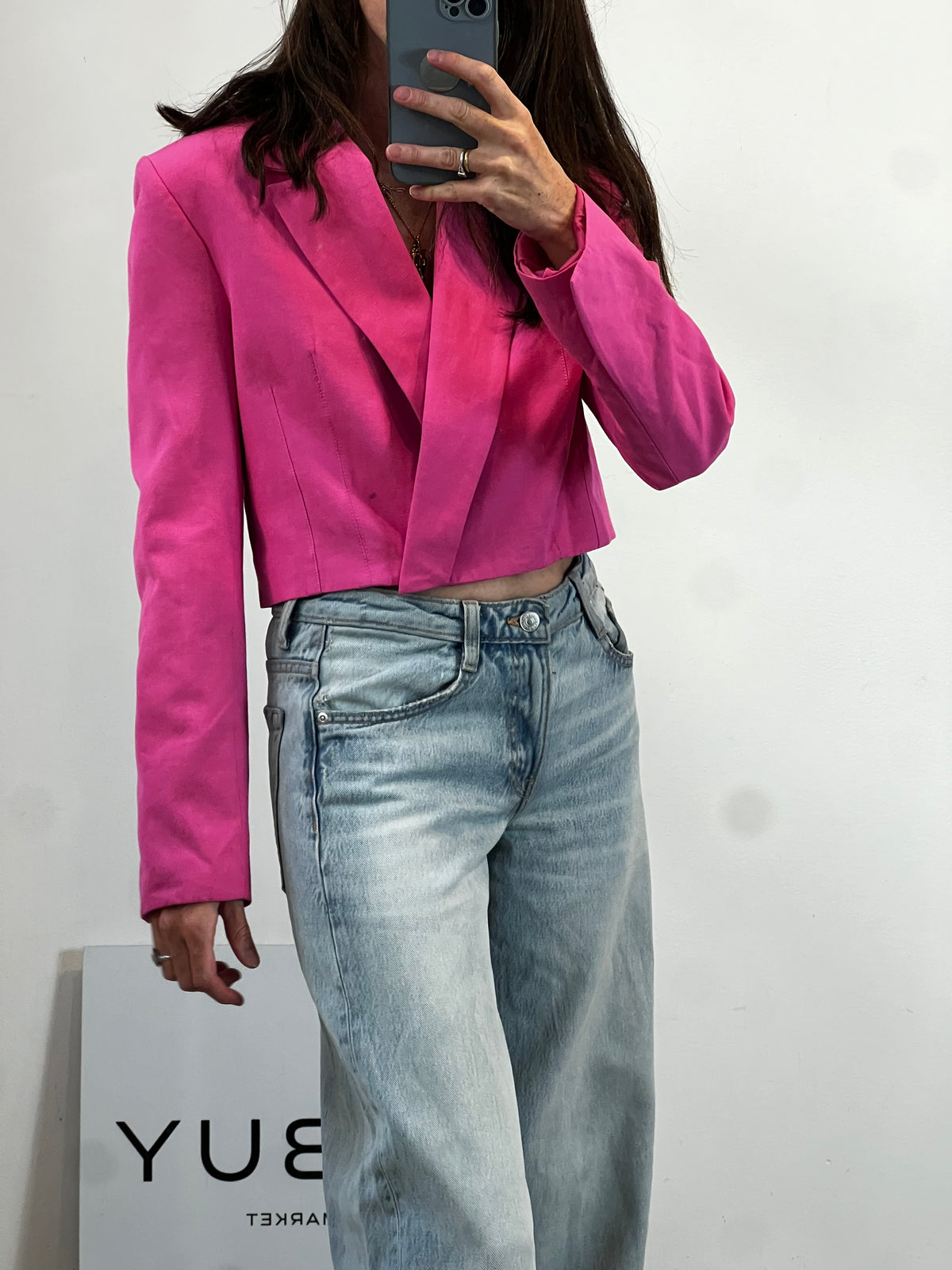 ZARA. Chaqueta rosa cropped. T M