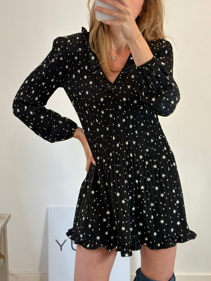 MAJE. Short black dress with stars, size 36