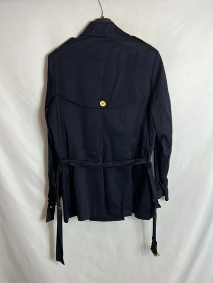 SYNTHESIS. Blue trench coat with gold buttons. Size 46