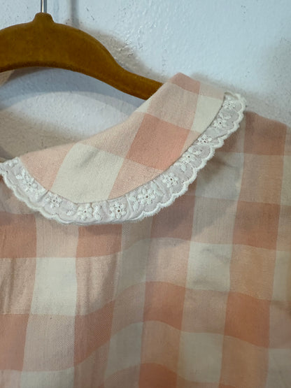 MI CANESÚ.  Camisa vichy cuello bordado. T 36 meses