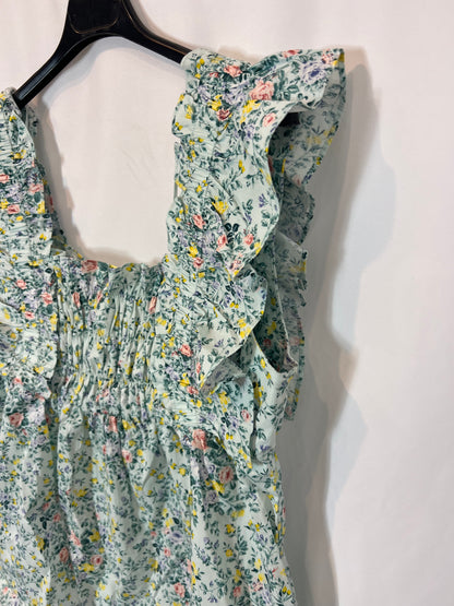 CORTEFIEL. Top azul flores. T s