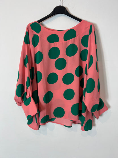 SMILE. Pink polka dot Ts blouse