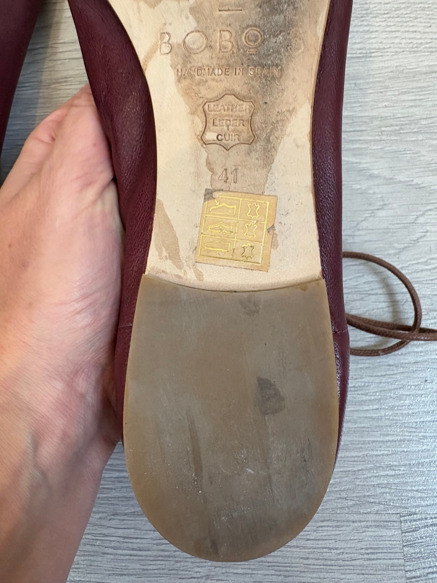 BOBO´S. Bailarina granate piel tiras