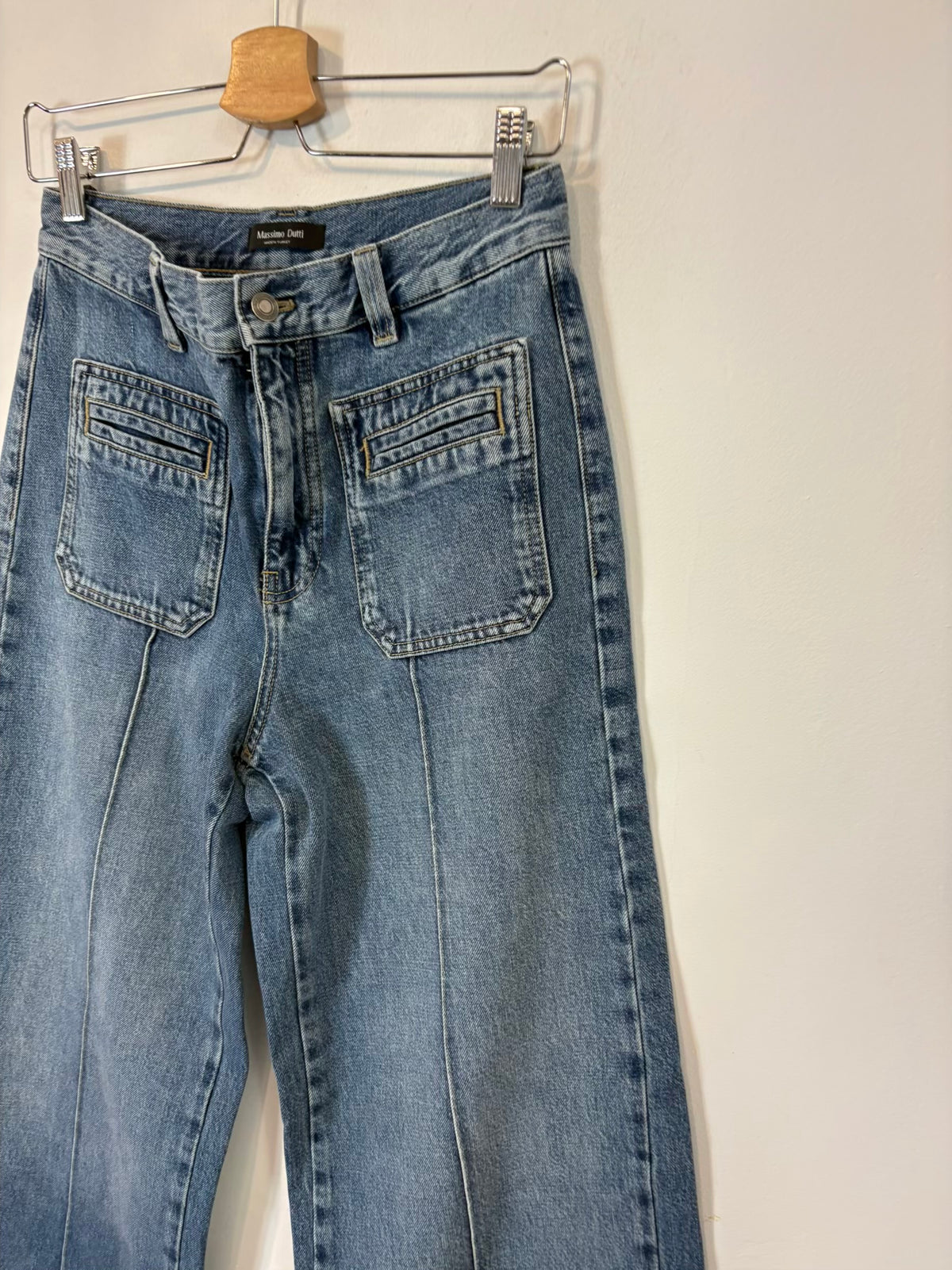MASSIMO DUTTI. Denim pata ancha bolsillos