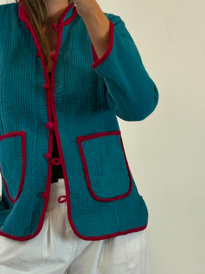 OTRAS. Chaqueta textura terciopelo bicolor. T M