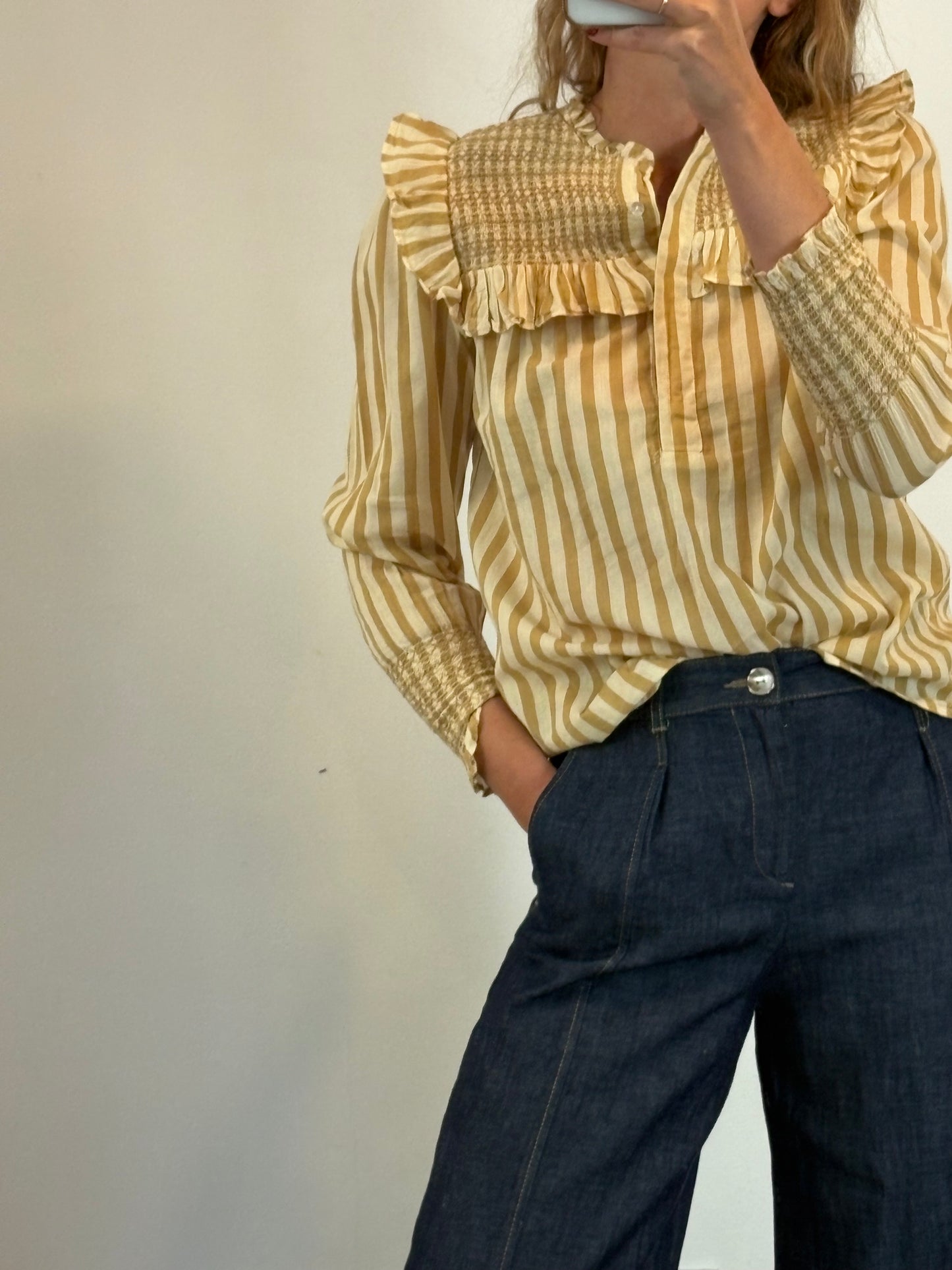 SOPHIE & LUCIE. Blusa rayas y nido de abeja