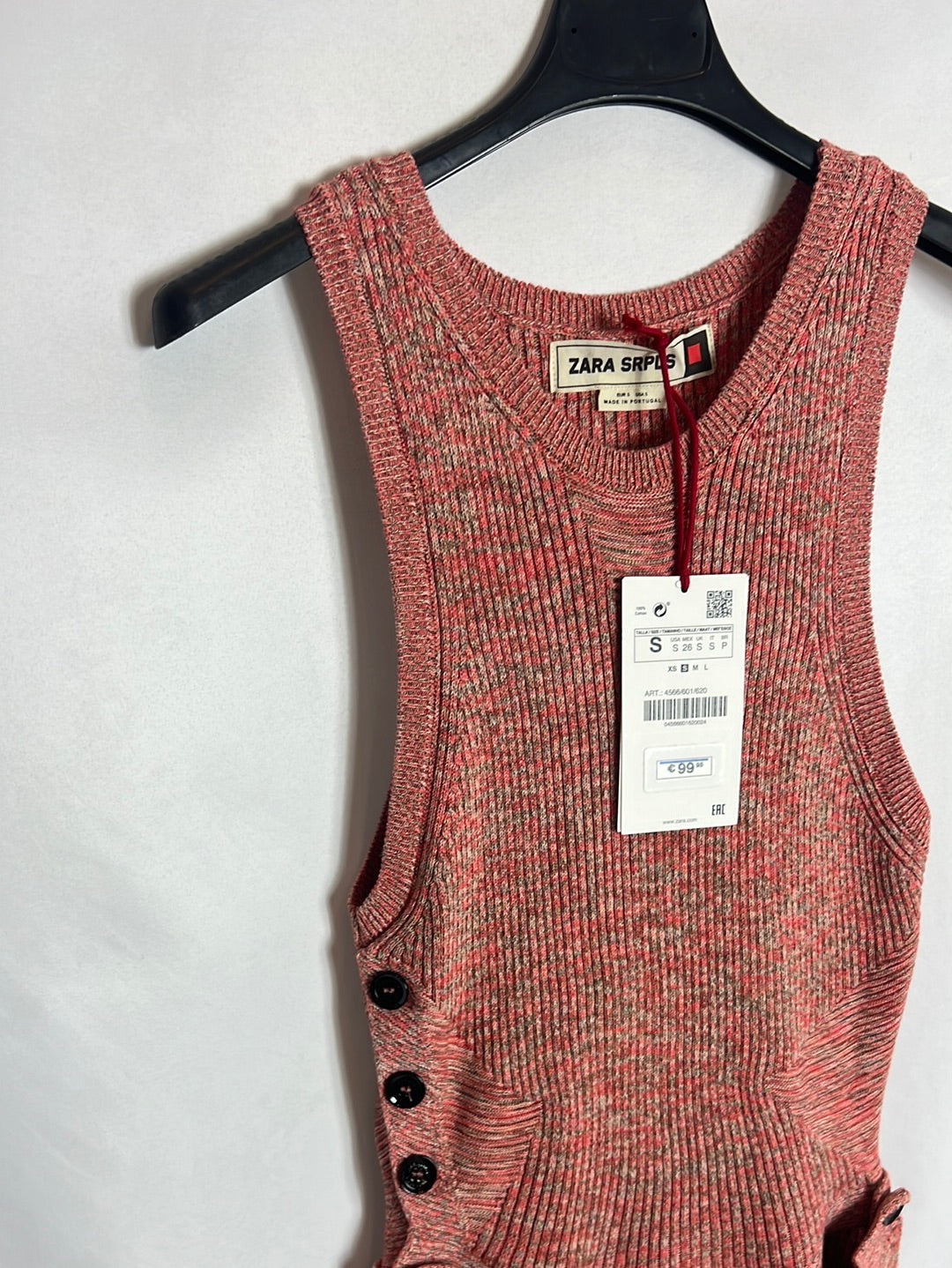 ZARA. Vestido punto jaspeado desmontable . T S