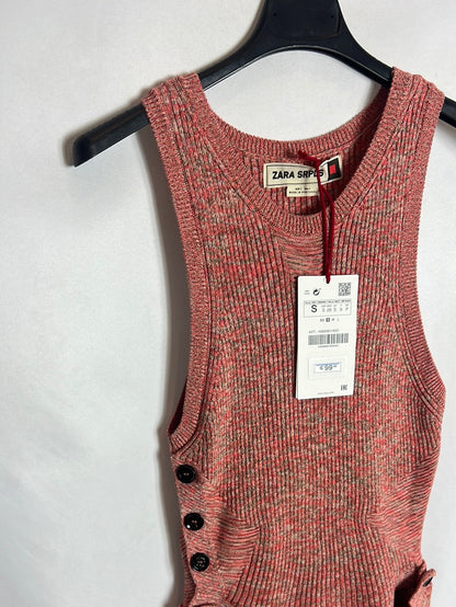 ZARA. Vestido punto jaspeado desmontable . T S