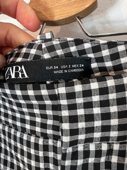 ZARA. Pantalón cuadros textura. T 34