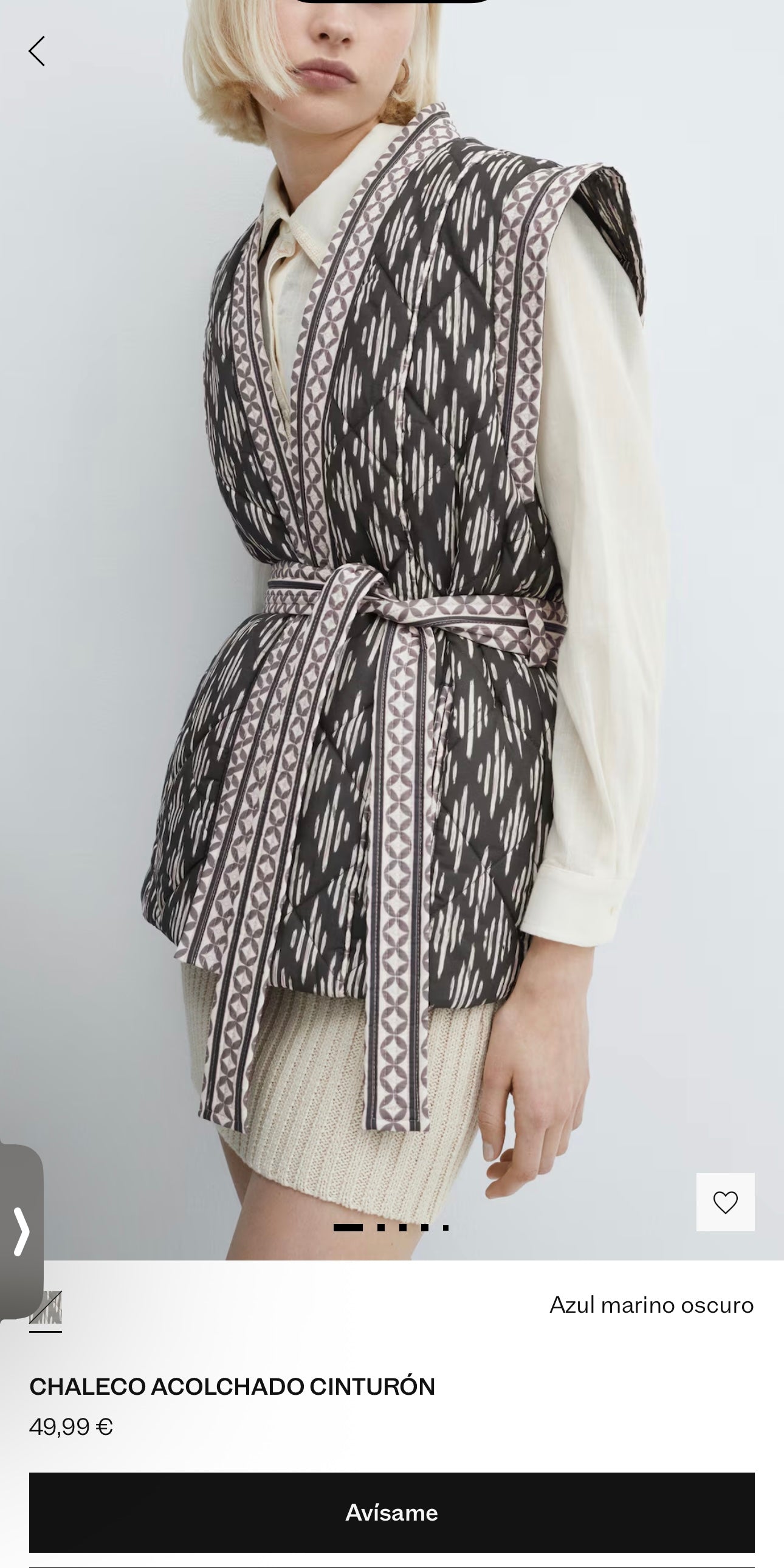 MANGO. Chaleco acolchado cinturón. T S