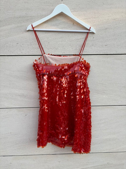 ZARA. Vestido corto lentejuelas maxi