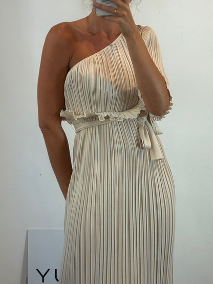 UTERQÜE. Vestido midi plisado. T S