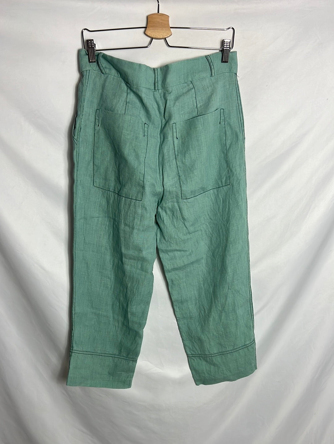 SOPHIE AND LUCIE. 100% linen aqua green trousers. Size 38