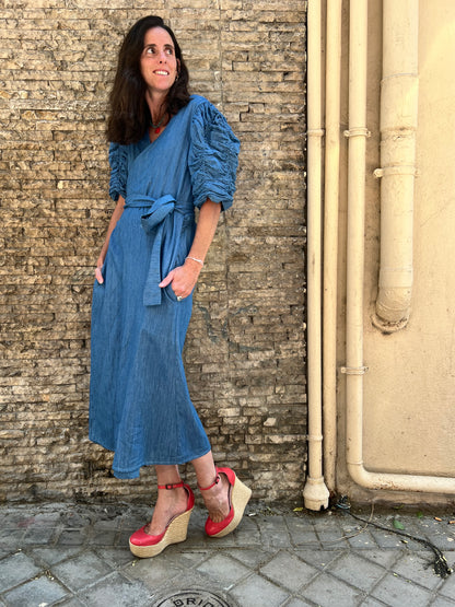 CAMILA ISABEL. Vestido denim ligero cruzado