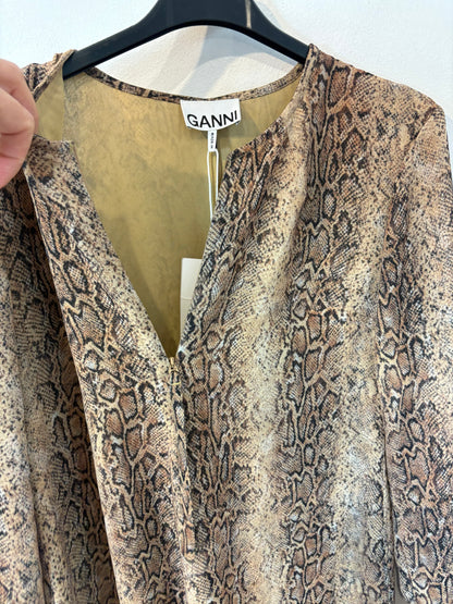 GANNI. Vestido largo snake print