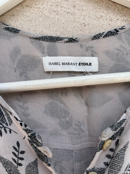 ISABEL MARANT. Mono gris flores T.38