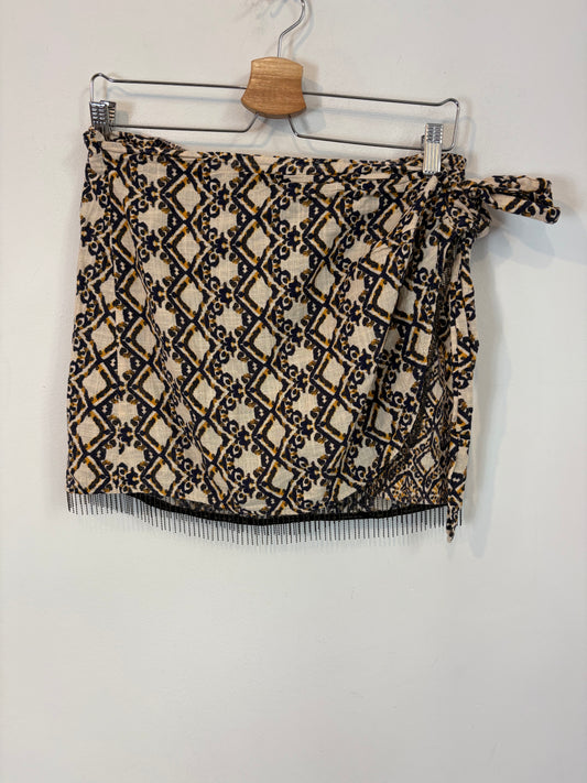 ZARA. Falda efecto pareo algodón. T L